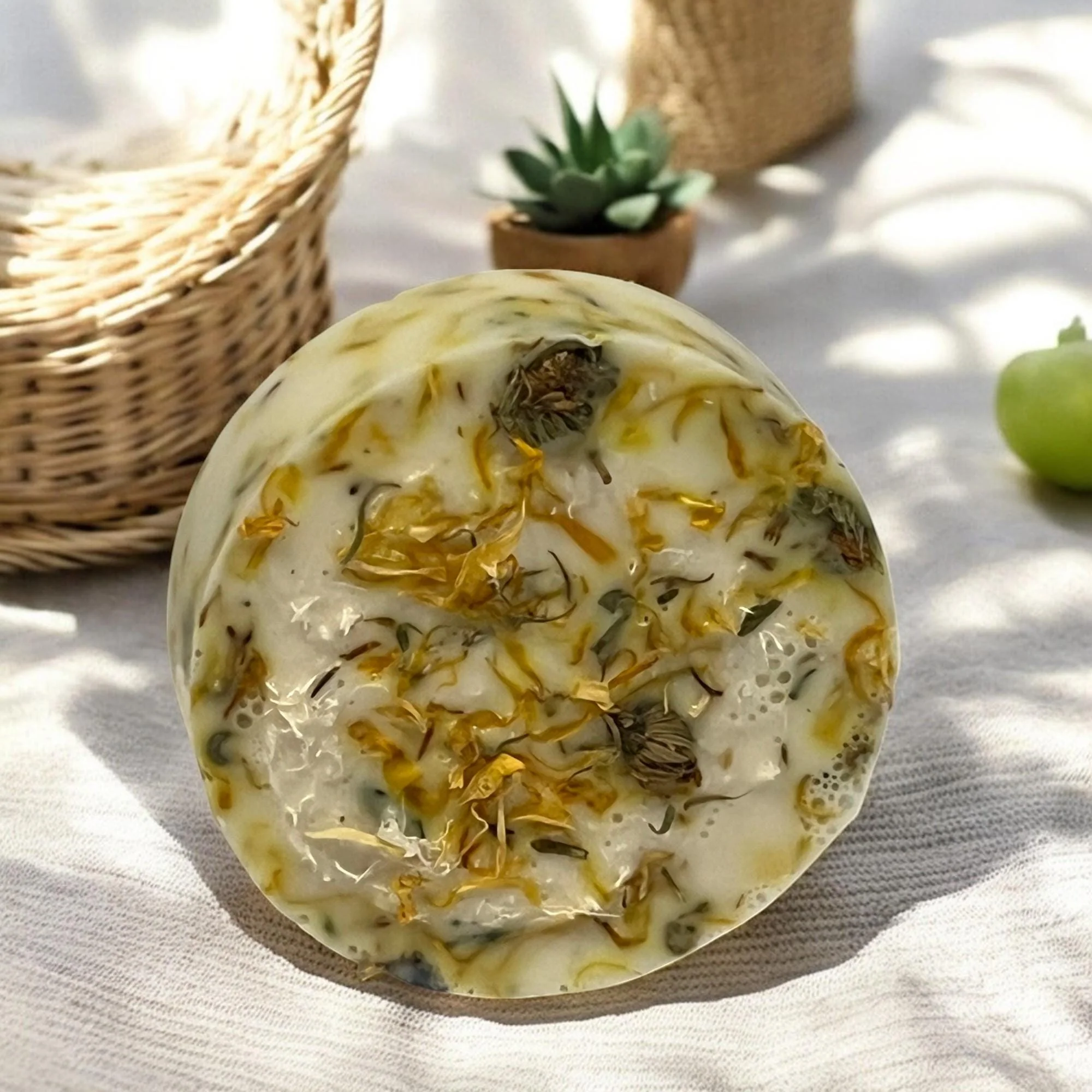 Efficient Calendula Goat’s Milk Loofah Soap Handmade Exfoliating Bath Bar First-Class