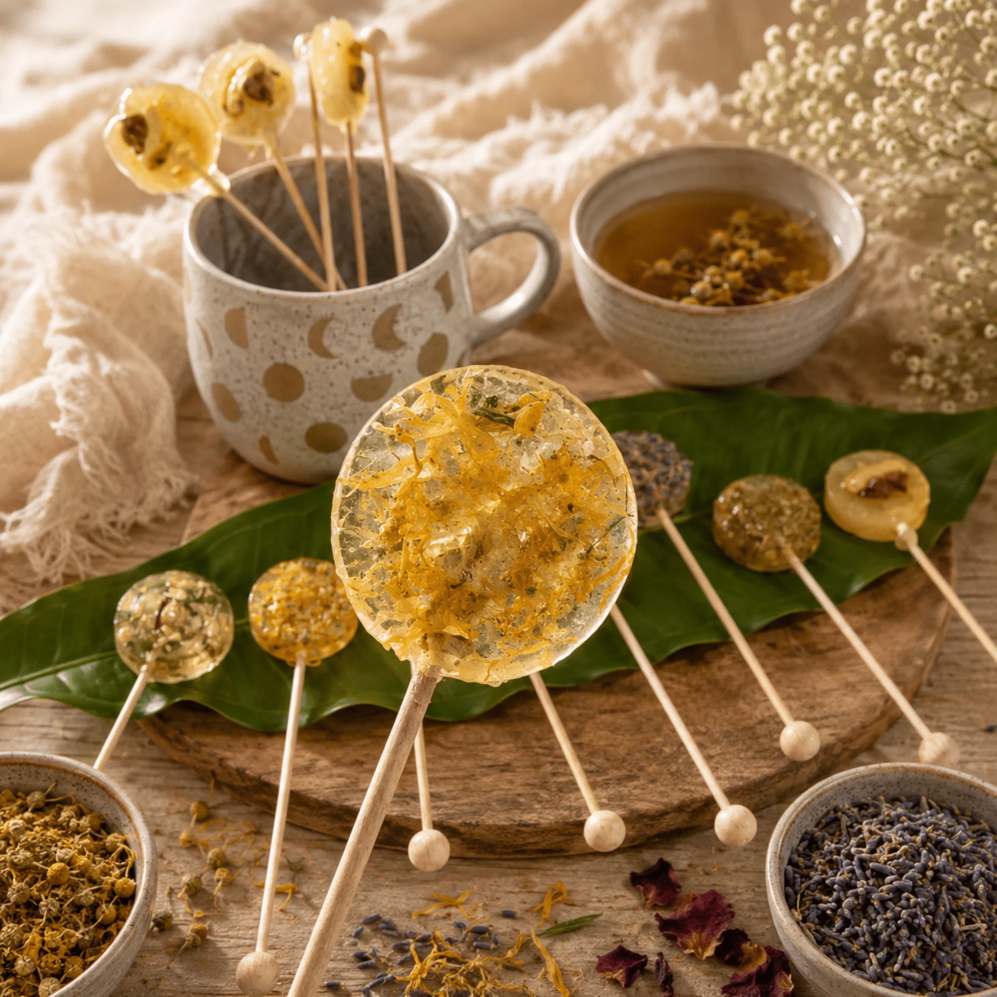 Official Calendula Herbal Tea Lollipop Floral Tea Stir Stick Sweetener Natural