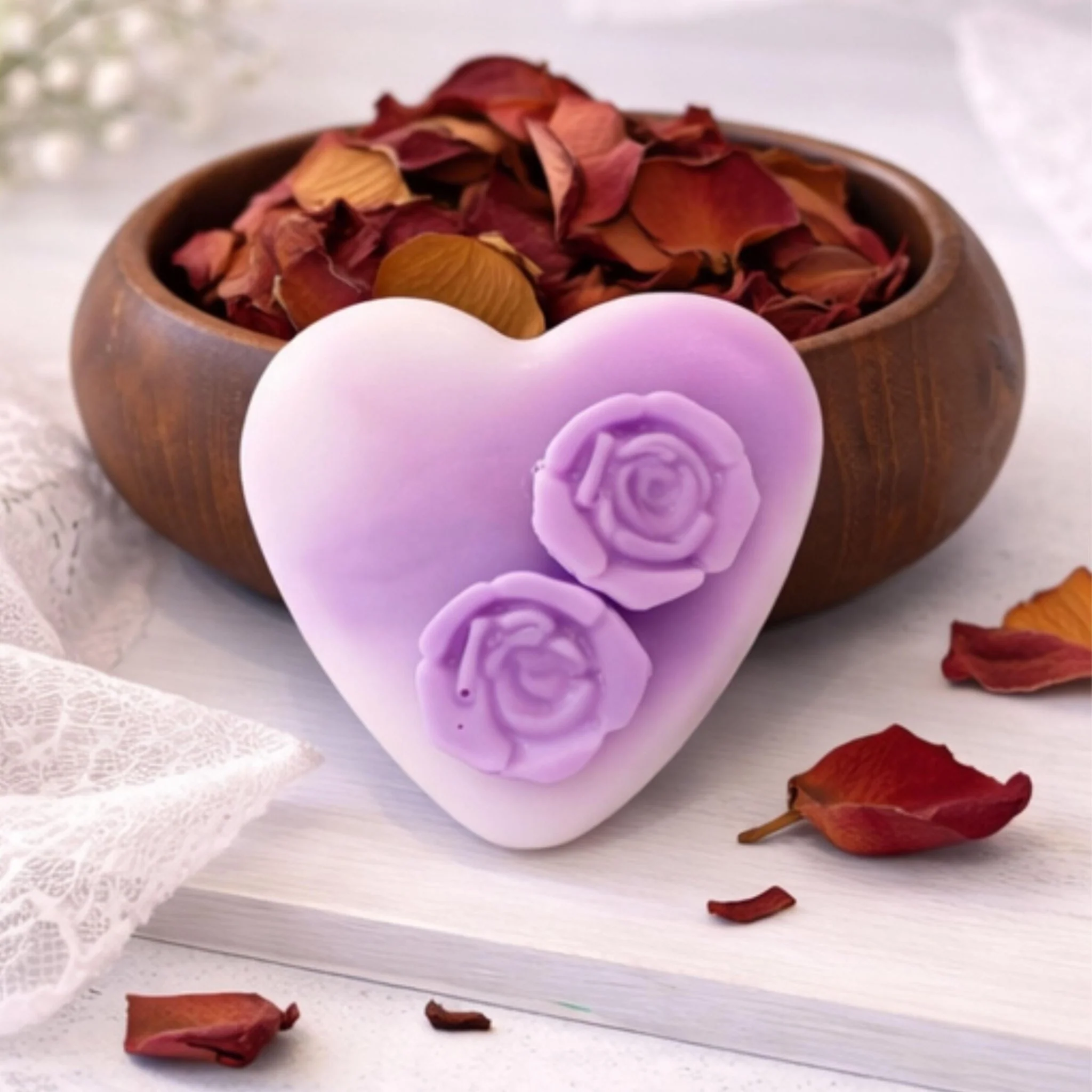 Expertly Made Ombre Heart Candle Warmer Wax Melt Disc Custom Rose Floral Tart Wickless Candle Diffuser Organic