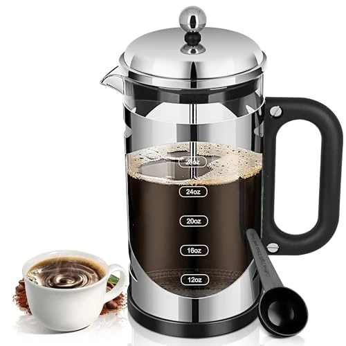 Fine 34 Ounce French Press Coffee Maker Chromium Stainless Steel Coffee Press Superior
