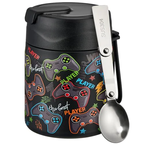 Original 17oz Soup Thermo for Hot Food Kids Insulated Vacuum Food Jar with Stainless Steel Spoon Wide Mouth Thermo Leakproof Lunch Food Container Kids Hot Lunch Box Powerful