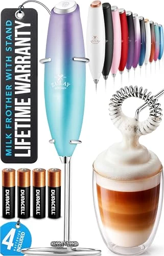 Detailed Powerful Milk Frother Wand With Duracell Batteries Selected