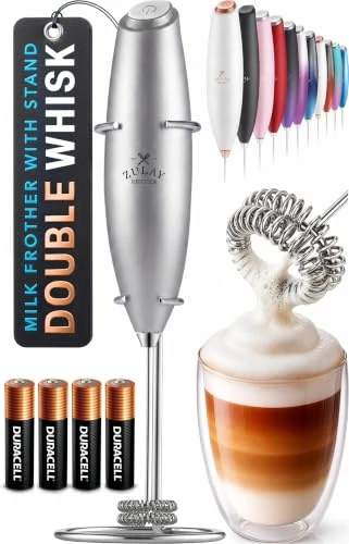 Optimized Powerful Milk Frother Wand With Duracell Batteries Detailed