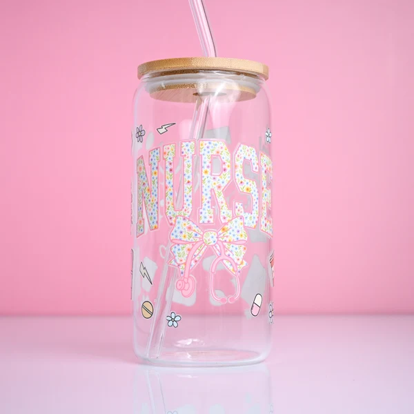 Environmentally Friendly Pink Nurse Glass Tumbler Original
