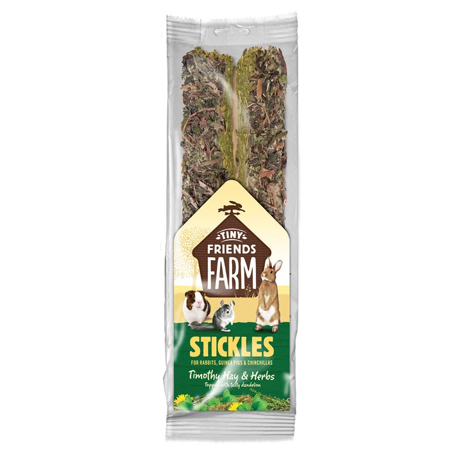 Certified Tiny Friends Farm Stickles Small Animal Treats Hay Herbs 100g Sophisticated