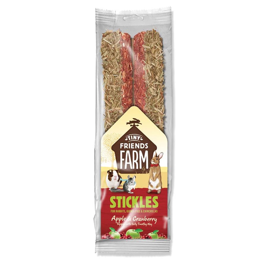 Reusable Tiny Friends Farm Stickles Small Animal Treats Apple Cranberry 100g Relaxed