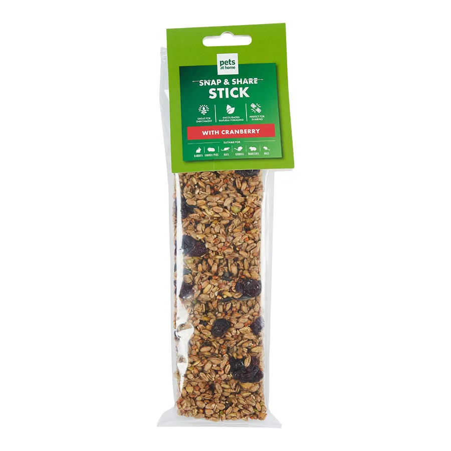 Efficient Pets at Home Small Animal Snap Share Treat Stick with Cranberry 110g Environmentally Friendly
