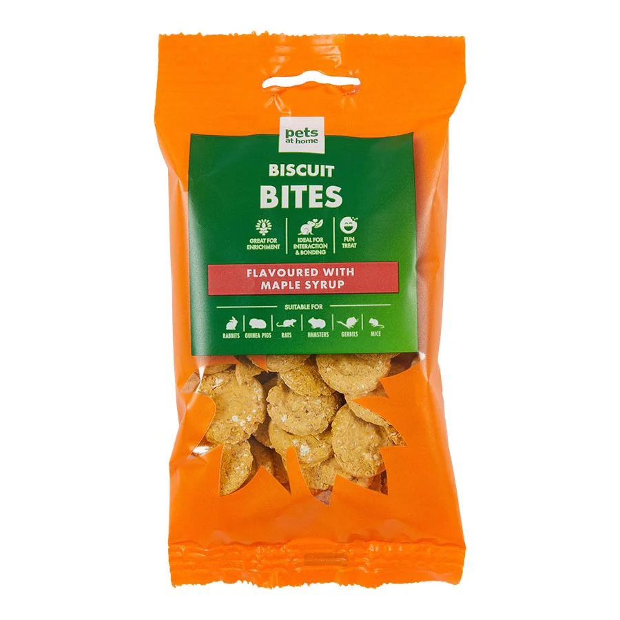 Natural Pets at Home Small Animal Biscuit Bites Treats with Maple Syrup 60g Crafted