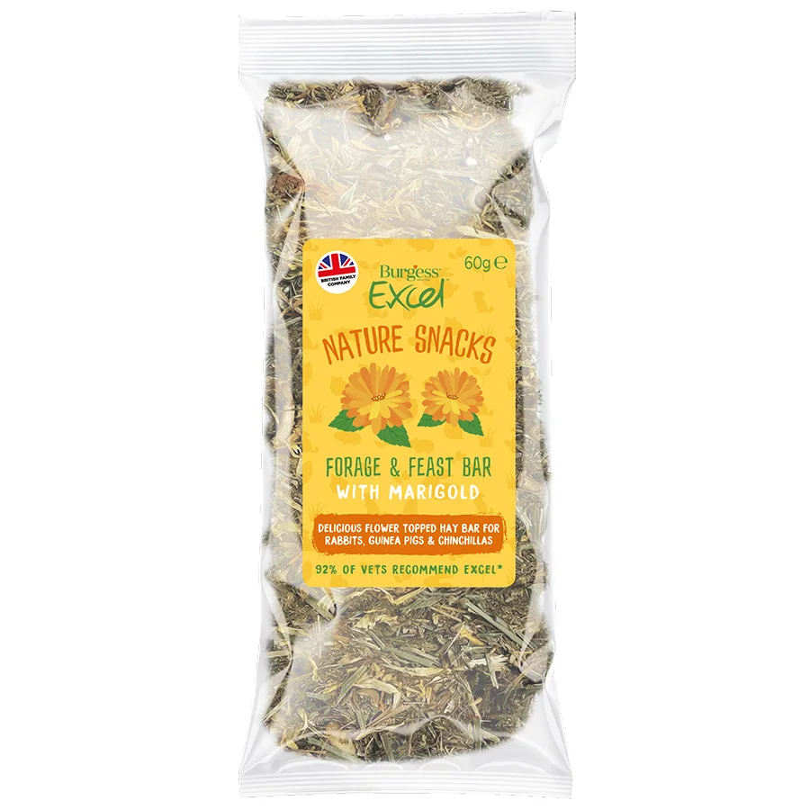 Comfortable Burgess Excel Nature Small Animal Snacks Forage Feast Hay Bars Marigold 60g Casual