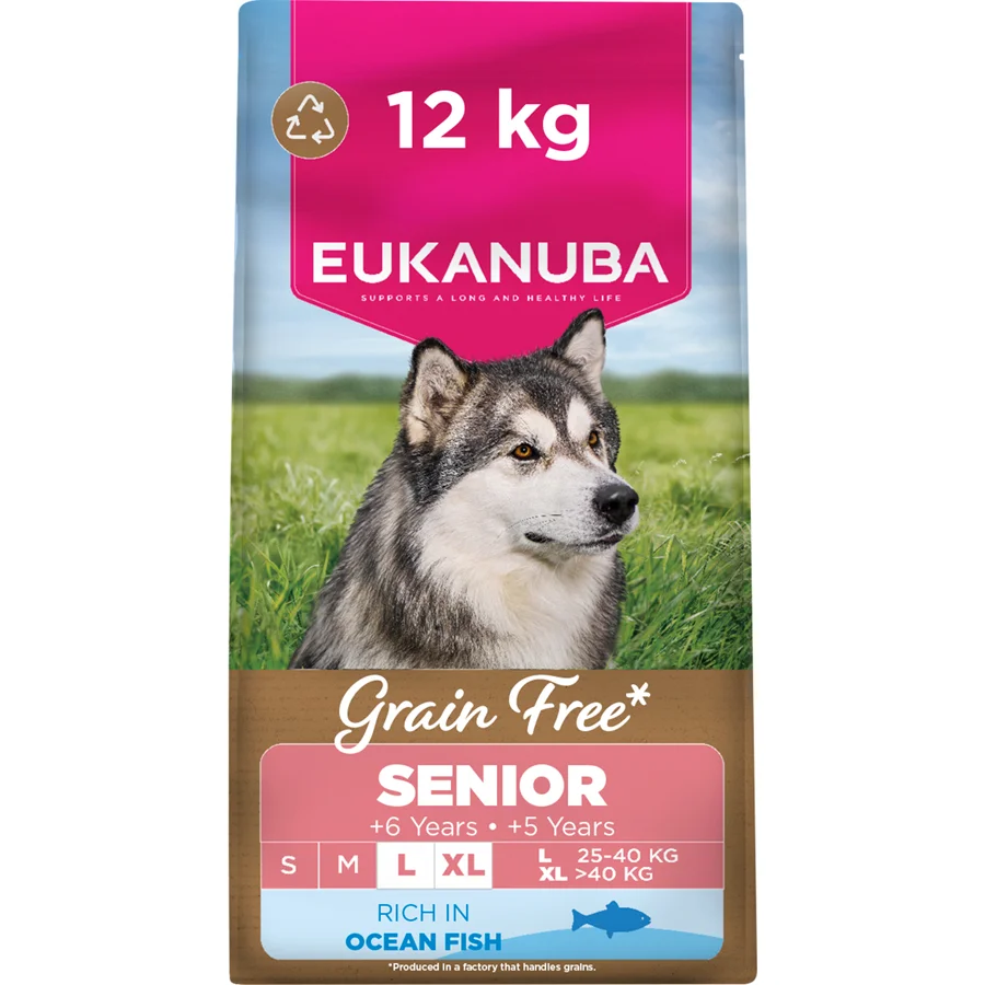 Contemporary Eukanuba Grain Large Breed Senior Dry Dog Food Ocean Fish 12kg Recyclable