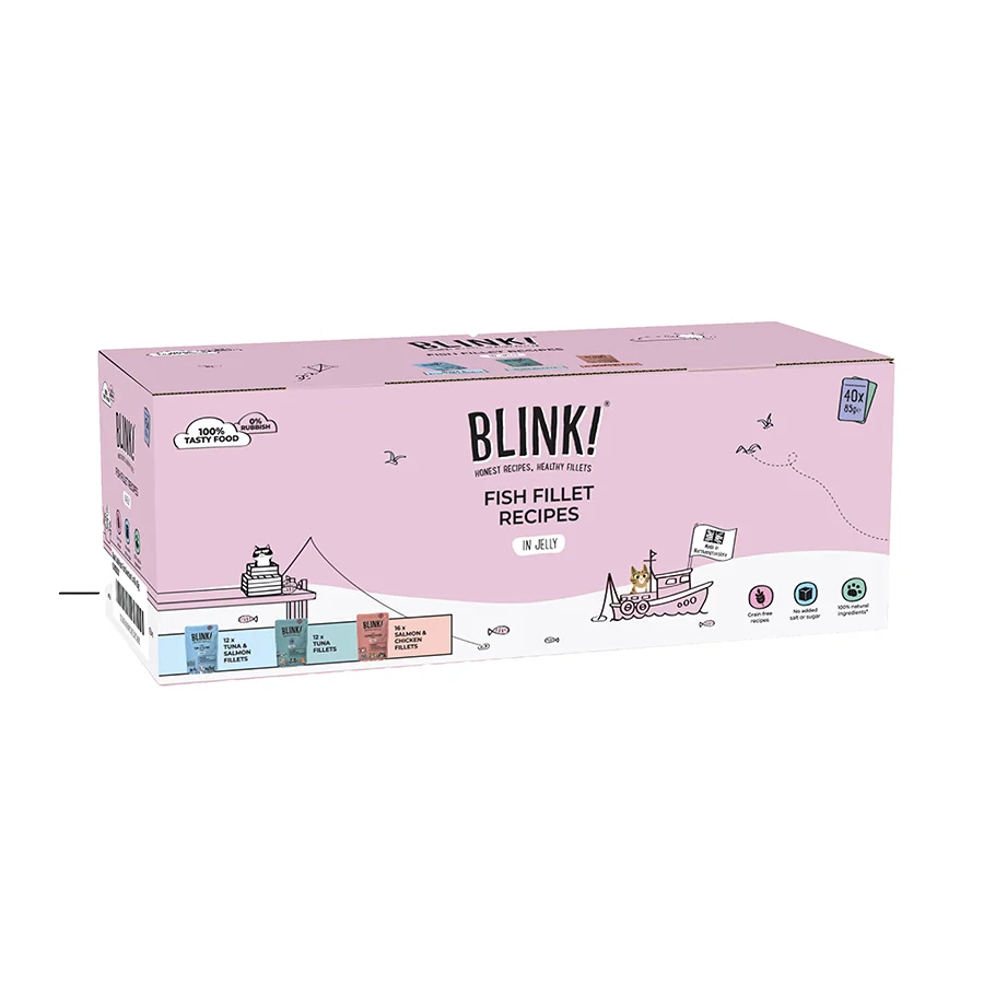 Natural Blink Fillets Selection Wet Cat Food Fish in Jelly 40x85g Top-Quality