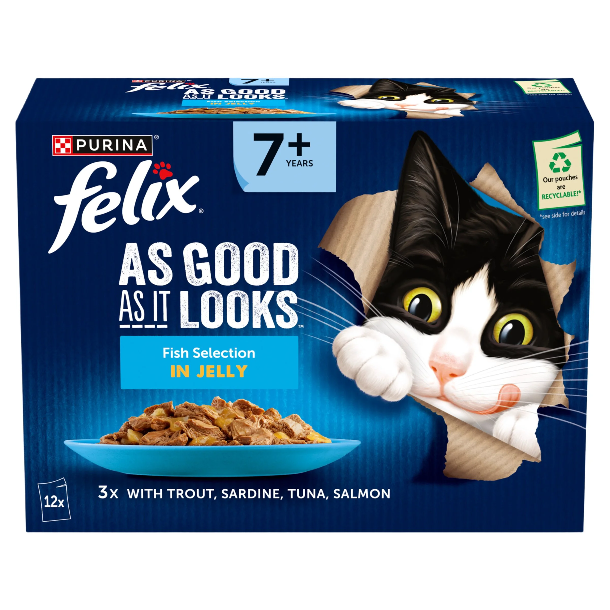 Elegant Felix As Good As it Looks Senior Wet Cat Food Fish In Jelly Elite